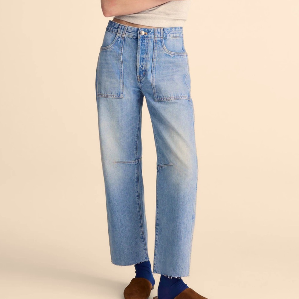 Madewell utility darted barrel Jean with raw hem